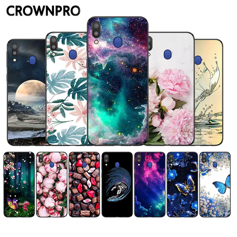 

CROWNPRO For TPU Samsung Galaxy A30 Case Cover Silicone Black For Funda Samsung A30 Case A305F 2019 Back Cover Protector Marble
