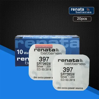 

20pack Renata LONG LASTING 397 SR726SW Watch Battery Silver Oxide Button Cell Batteries