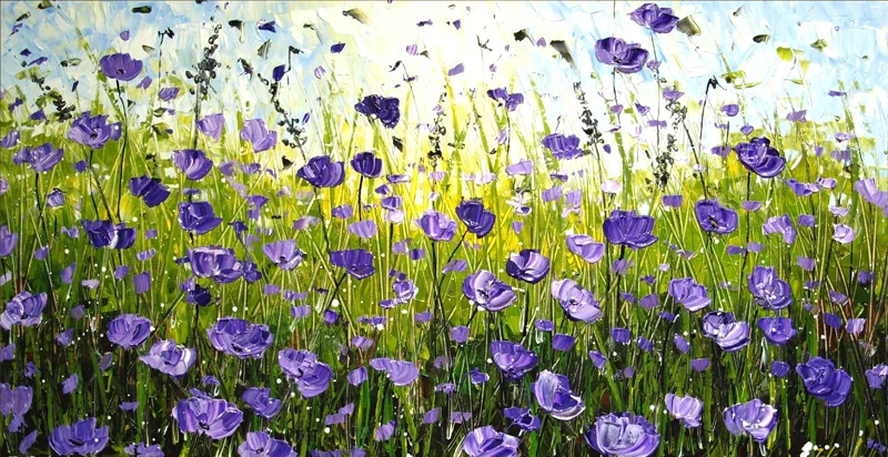 

Purple flowers arts handpainted palette knife oil painting for office room wall decoration reproduction good artwork 50cmx100cm