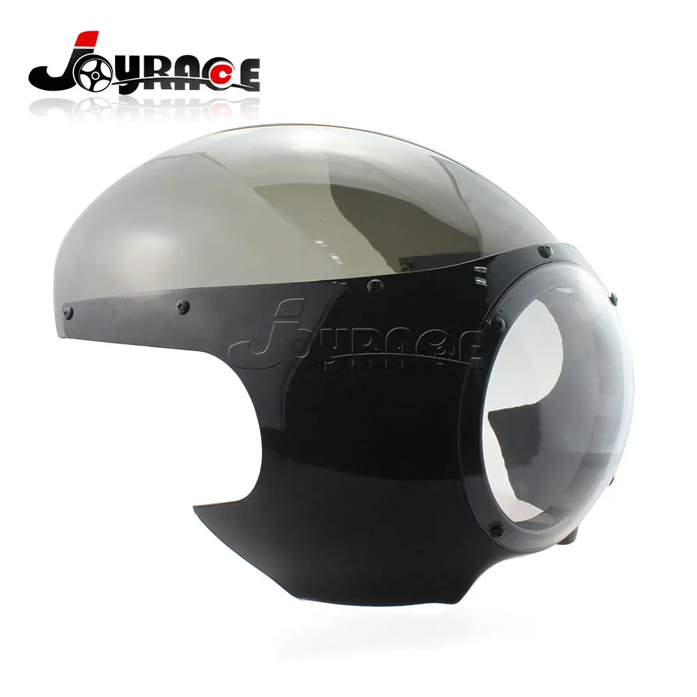 

Motorcycle 5-3/4" Headlight Fairing Screen Black Clear Retro Cafe Racer Drag Accessories for Harley Davidson Sportster 883 1200