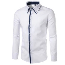 DropshippingBrand, модная мужская рубашка с длинным рукавом, топы, сплошной цвет, Сращивание, мужские рубашки, тонкая мужская рубашка