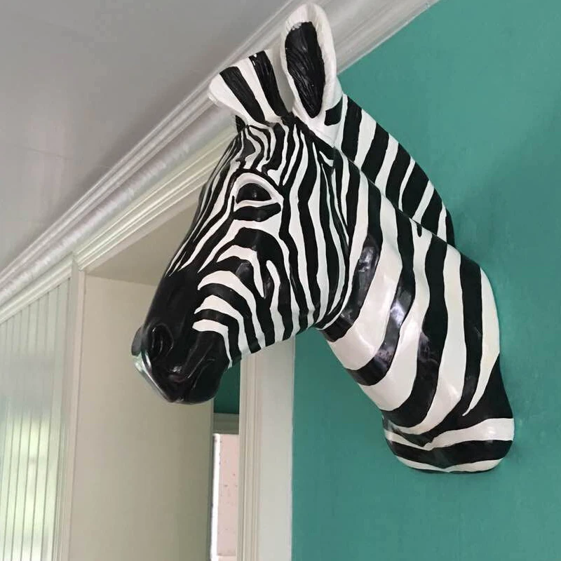 

Handicrafts Wall Hanging Zebra Head Resin Wood Animal Wildlife Sculpture Figurines Gift Crafts Home Decor Crafts