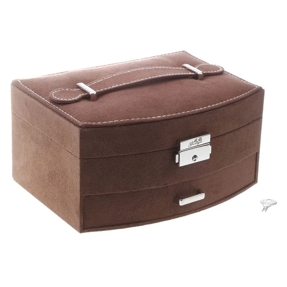 

Jewellery Box Jewellery Storage Case for Storing Your Earrings, Ear Studs, Necklaces, Bracelets and Rings (Two-tier, Coffee)