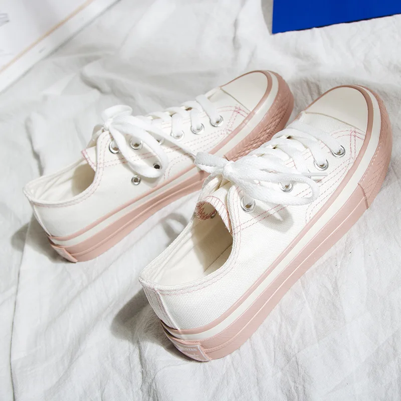 

PDMOSY Fashion Women Sneakers Casual Shoes Female Summer Wild breathable Lace Up Ladies Canvas Shoes femme zapatos de mujer