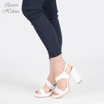 

White thick heel sandal