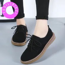 TESILIXIEZI Для женщин Оксфорд обувь осень обувь на плоской подошве Женская кожаная обувь замшевые кроссовки весенний стиль на шнуровке водонепроницаемые Мокасины