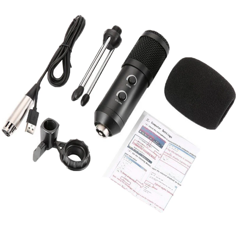 

USB Microfono MK-F600TL Studio A Condensatore Professionale Microfono con cavo Con Il Basamento Per Karaoke