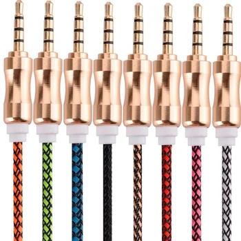 

200pcs 3.5MM Jake Fabric Braided Audio Stereo Aux Braided Cable Cord accessory bundles for iphone 4 5 6 Samsung Mp3 speaker pc