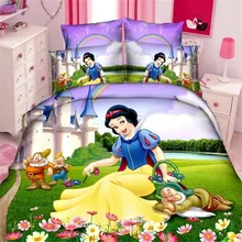 Disney фиолетовый Снежная принцесса комплект постельного белья для девочек пододеяльник простыня наволочки один размер