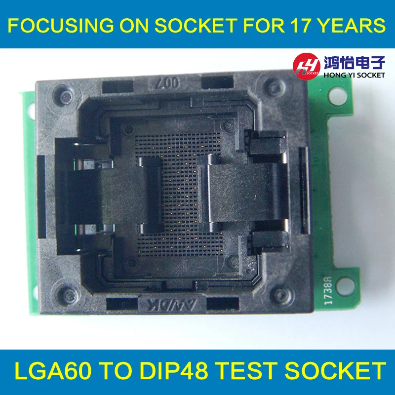 

LGA60 TO DIP48 Flash Programmer Adapter Open Top Structure IC Test Socket LGA60 Burn in Socket Programming Socket Connector