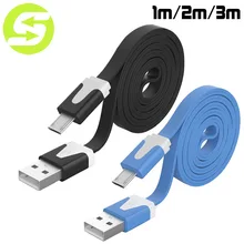 1M 2M 3M Noodle Flat wire Data Charger V8 Micro USB charging Cable For Samsung S6