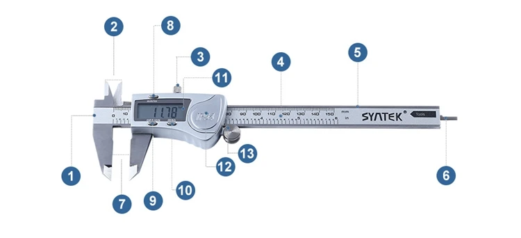 0,01 мм IP54 Водонепроницаемый " электронный цифровой штангенциркуль из нержавеющей стали 200 мм прочные Штангенциркули Измерительная Линейка
