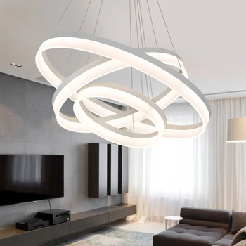 

Modern LED Acrylic Pendant Lights , Hanging Circel Rings Suspension Pendant Lamp for Dining Living Room Hotel Bar Home Decor Art
