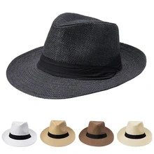 Женская мужская соломенная шляпа пляжная летняя широкополая шляпа дышащая Панама модная Солнцезащитная шляпа FG66