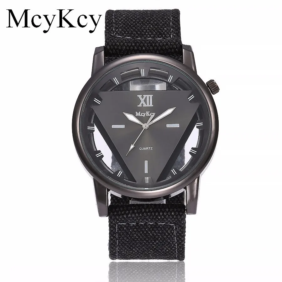 McyKcy Brand Hollow Triangle Watch Men Army Military Geometric Style Dial Watches Male Quartz