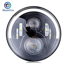 7 “rodada DOT Motorrad Scheinwerfer LEVOU Motocicleta Auxiliar LEVOU Luz Para Jeep Wrangler JK Auréola Anjo Do Farol Para Kawasaki olho