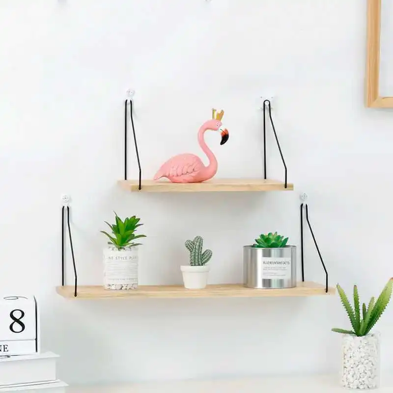 الحديد خشبي الزخرفية رف جدار تخزين الرف منظمة للمطبخ/كيد غرفة DIY الجدار الديكور حامل ديكور المنزل WF614110