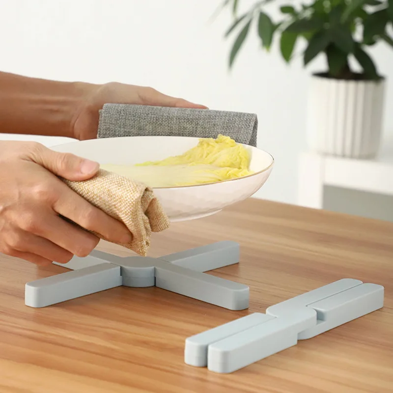 

Hoomall Irregular Collapsable Trivet Silicone Coasters Kitchen Non-slip Pot Holder Cross Mat Heat Resistant Drying Rack