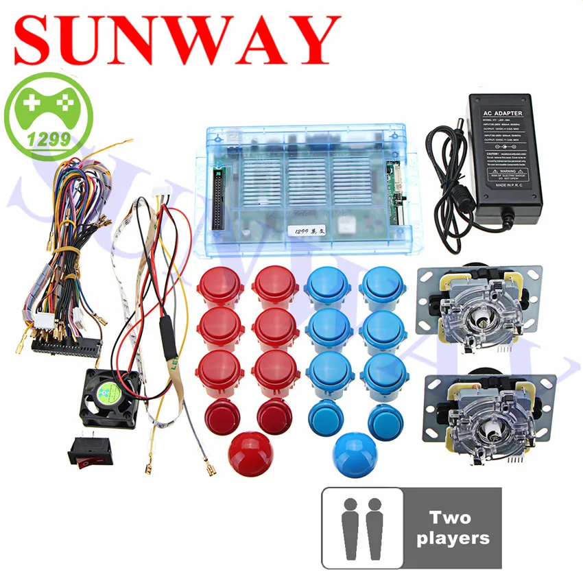 

Free shipping 1299 in 1 Arcade Game Board with 2 Joysticks DIY Kit bundle home family for box Arcade Game Console