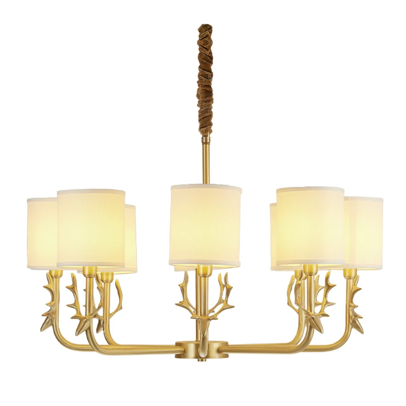 Comprar Nórdico América cobre ciervo cabeza colgante luz villa sala de estar restaurante lámpara colgante