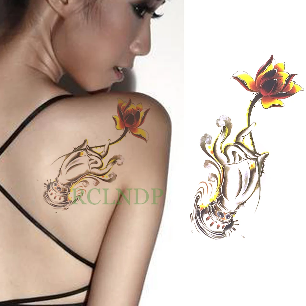 Водостойкая временная татуировка наклейка рука богини милосердие китайская Татуировка наклейка s флэш-тату поддельные татуировки для