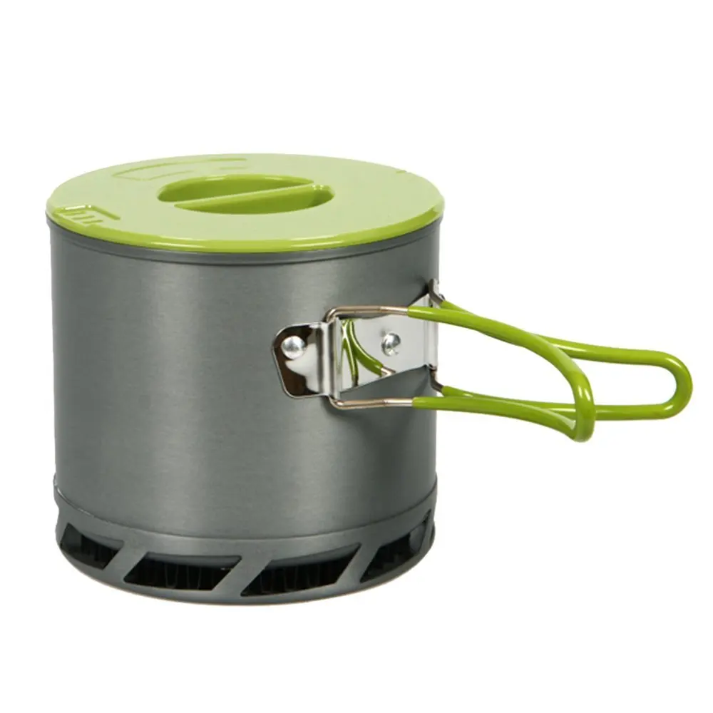 1,2 L de utensilios de cocina al aire libre maceta de intercambiador de calor de recoger de aluminio anodizado para 1-2 personas