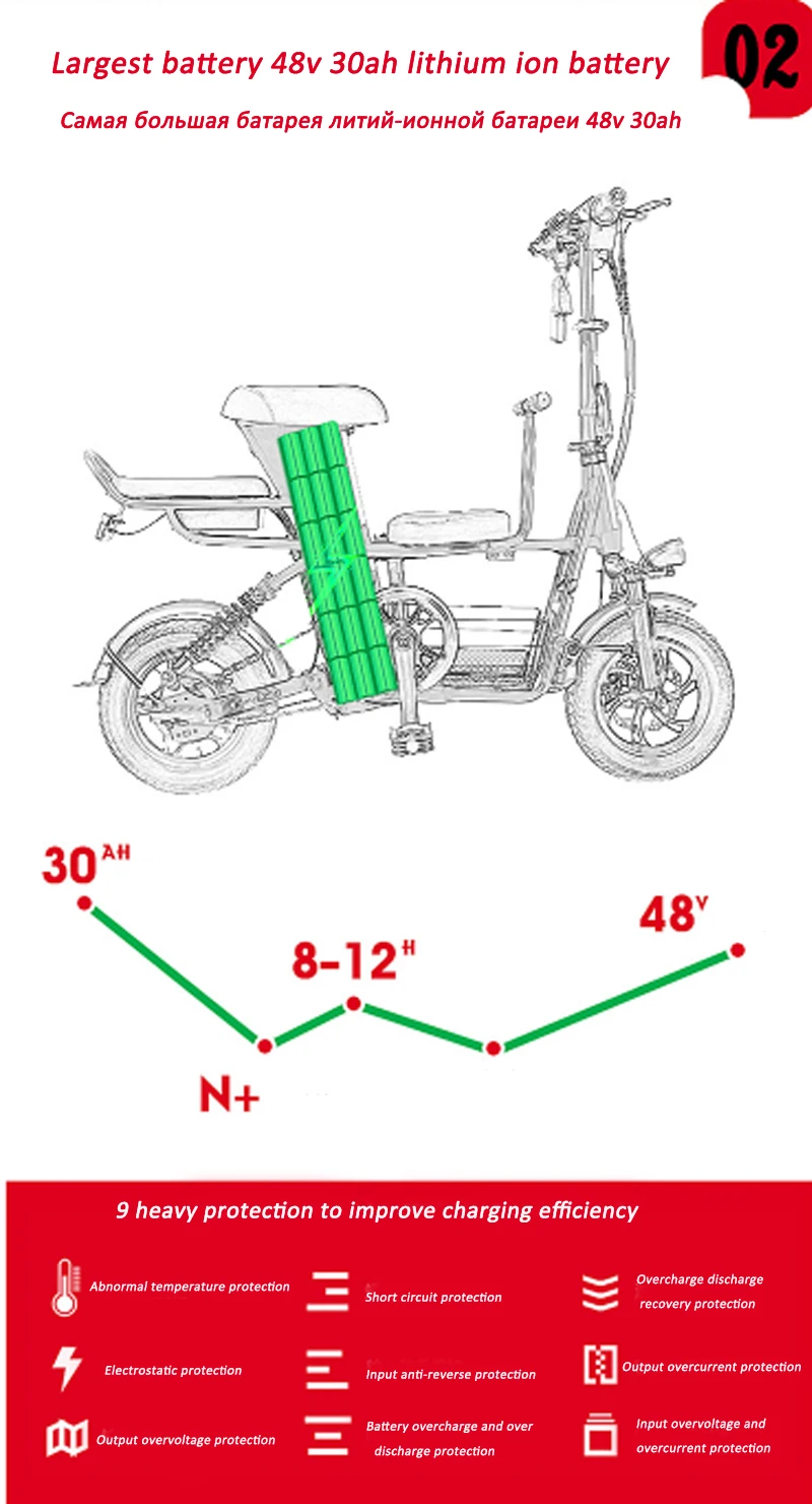 Cheap Folding electric bicycle 12-inch parent-child electric bike Removable battery electric bicycle adult folding scooter 5