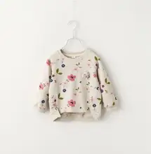 New 2016 Autumn children ‘s clothing girls sweater bottoming shirt fresh flowers round neck children’ s baby shirt