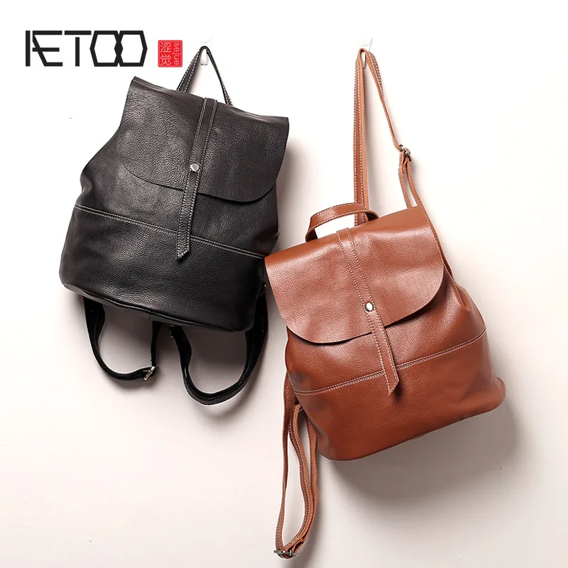 

BJYL Leather shoulder bag 2017 new Korean version of the simple soft leather ladies bag first layer of leather small backpack