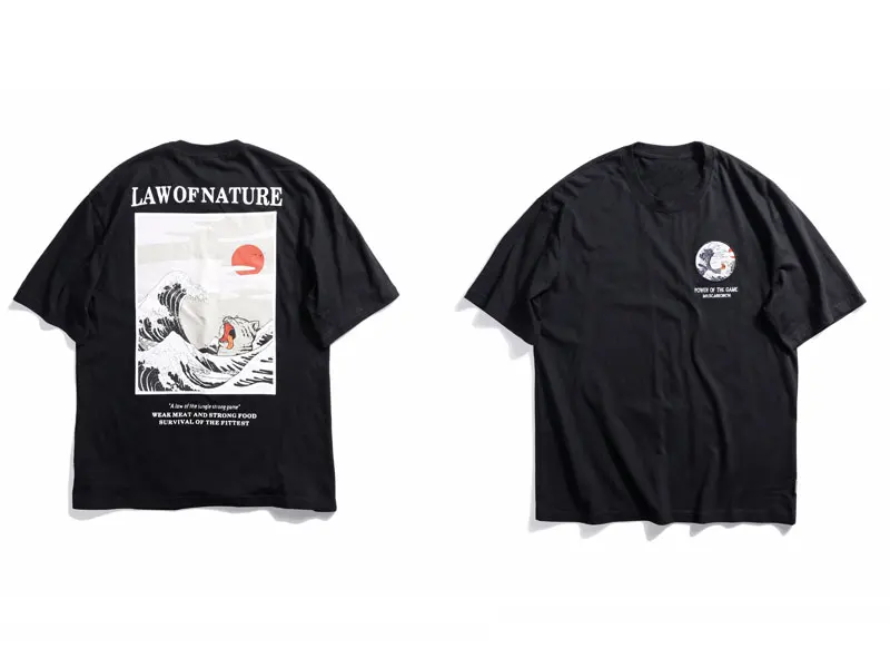 Japanese Ukiyo Cat Wave Printed Tshirts 3