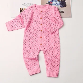 

Newborn Baby Clothes Toddler Girls Rompers Autumn Long Sleeve Candy Color Infant Boys Jumpsuits Children Knitted Outfit Overalls