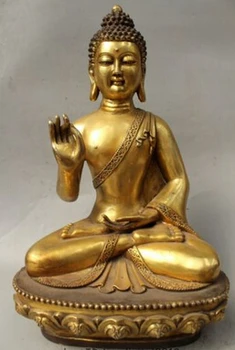 

statues Copper Brass crafts Asian 22"China Tibet Buddhism Bronze Gild Shakyamuni Amitabha Buddha Sakyamuni Statue