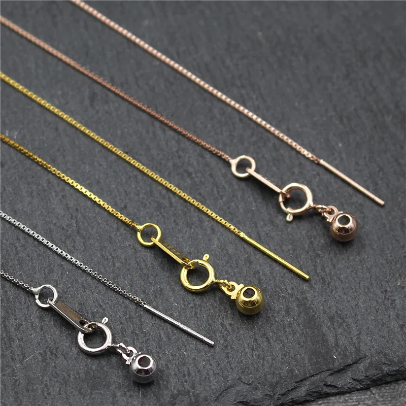 

Real 925 Sterling Silver 45CM Rose Gold Platinum Plated Box Chain DIY Adjustable Necklace Fine Jewelry Findings Accessories