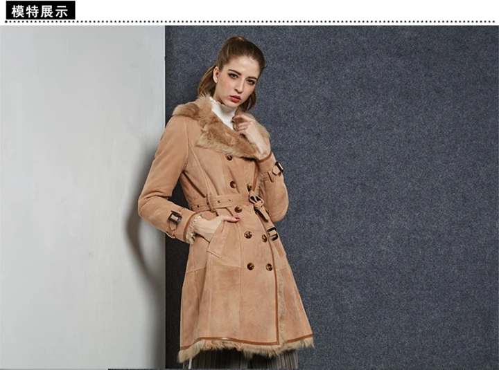 Женское пальто с двусторонним мехом из овчины и шерсти, верхняя одежда, Зимняя мода, мех Мериносовой овцы, теплая и толстая шерсть Тосканы