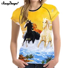 NOISYDESIGNS Roupas de Verão Mulheres T camisa Preta Cavalo 3D Macio de seda t-shirt Tee Fêmea Jovem Meninas Top Fashion K-pop tshirt XXL(China)