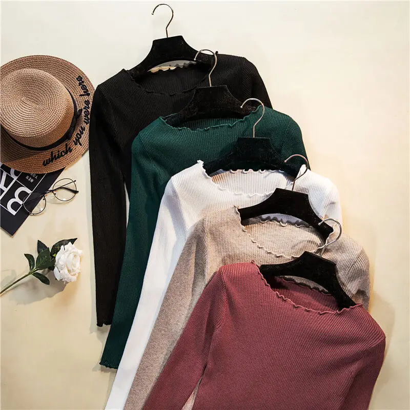 

Blusas De Inverno Feminina Knitted Pullover Sweater Female Elastic Ladies Autumn Winter Round neck Top Basic