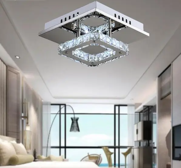 

Square LED Crystal Chandelier Light for Aisle Porch Hallway Stairs wth LED Light Bulb 12 Watt 100% Guarantee