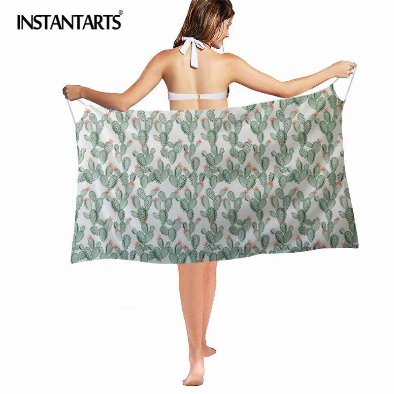 

INSTANTARTS Cactus Flowers Pattern Womens Swimwear Beachwear Bikini Beach Wear Cover Up Summer Beach Dress Swimsuit Coverups