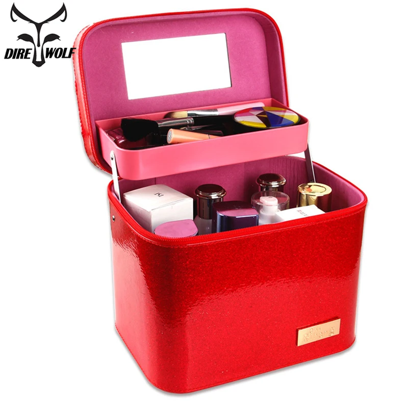 

Fashion Women Cosmetic Bag For Cosmetics Large Capacity Travel Makeup Bag Neceser Beautician Storage Bags Solid Zipper Suitcases