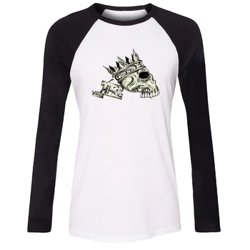 

Women T-shirt Cool The King of The Hammers Drape Drift King Crown Tattoo Pattern Long Sleeve Girl T shirt Lady Tee Tops