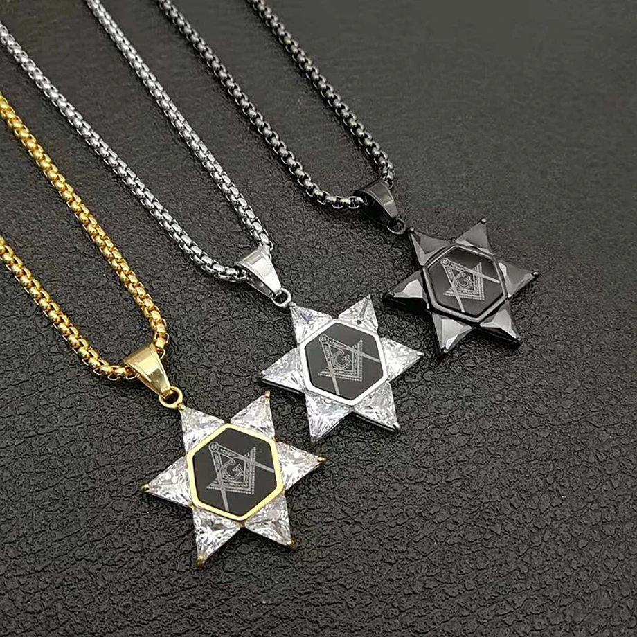 

Jewish Magen Star of David Necklace Men/Women Israel Judaica Hebrew Jewelry Masonic Pendant Gold/Silver/Black Color
