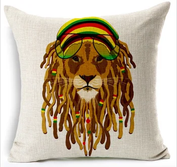 

Jamaican Reggae African Kings Style Lion Art Painting Warm Pillow War Cover Massager Decorative Pillows Home Decor Gift