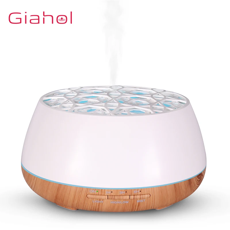 

GIAHOL 400ml Aroma Essential Oil Diffuser Ultrasonic Aromatherapy Humidifier with LED Color Lamp for home Bedroom (White/Yellow)
