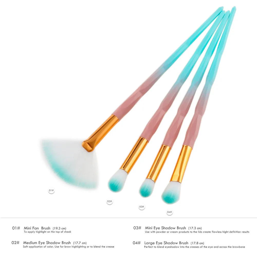 

USPS 4PCS Professional Diamond Unicorn Makeup brushes set Cosmetic Eyebrow Eyeshadow Lip Eyeliner Unicorn Make up Brush Tools #