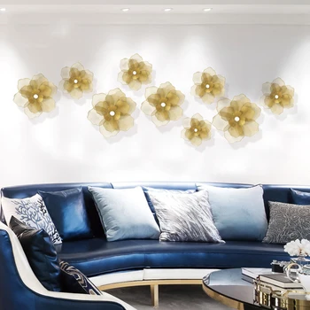 

Modern Wrought Iron Flowers Wall Hanging Crafts Decoration Home Livingroom Wall Mural Ornaments Porch Aisle Bedroom Wall Sticker