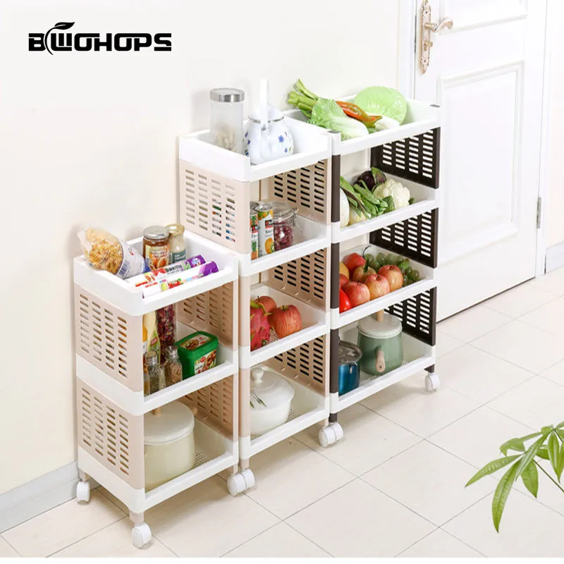 Pulley Multilayer Storage Rack It Can Move Bathroom Kitchen Living Room