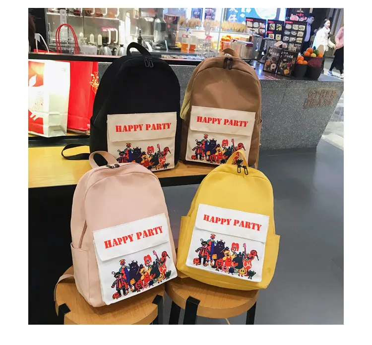Menghuo Women Backpack Canvas Backpack Cute Printed School Bags Backpack Female Mochila Escolar Girls Backpack for Teenagers New_34