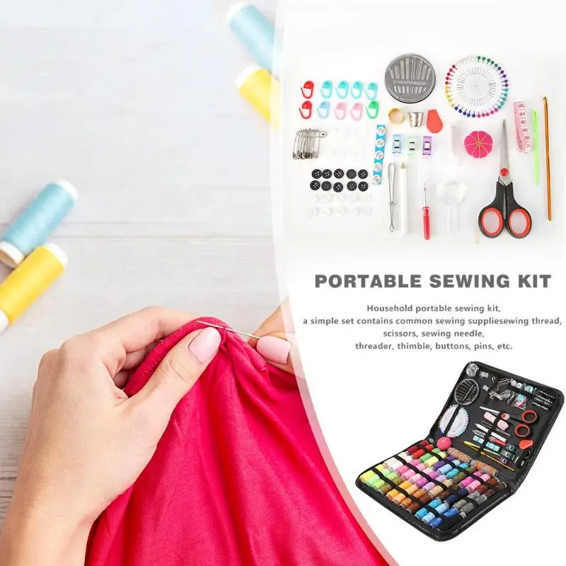 27-282pcs/set Portable Travel Sewing Box Kit Sewing Thread Stitches Knitting Needles Tools Cloth Buttons Craft Scissor Mom Gifts