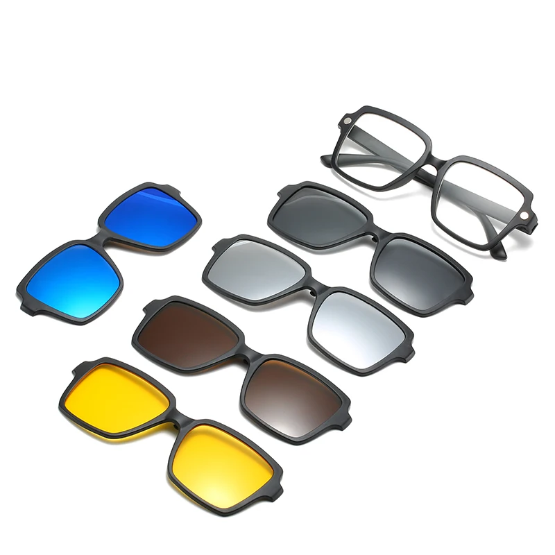 5 lenes магнитные солнцезащитные очки на клипсах зеркальные на клипсах солнцезащитные очки на клипсах мужские Поляризованные на заказ по рецепту Близорукость - Цвет линз: JY8202