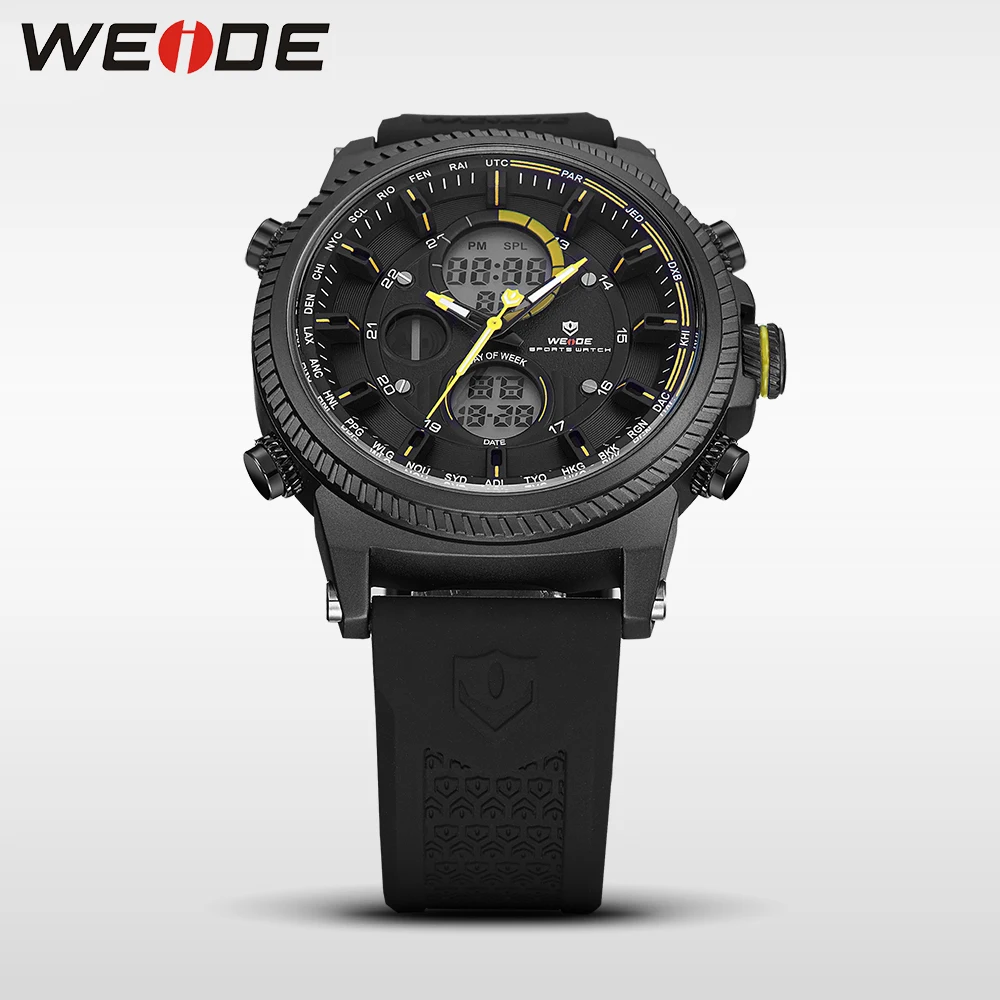 WEIDE Genuine luxury Brand Military sport Digital Male Watch Automatic LCD watches silicon watch quartz Analog Waterproof  Clock